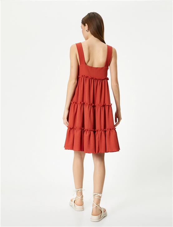 Koton 4Sal80103Ik 521 Kahverengi Genç Kız Jersey Elbise