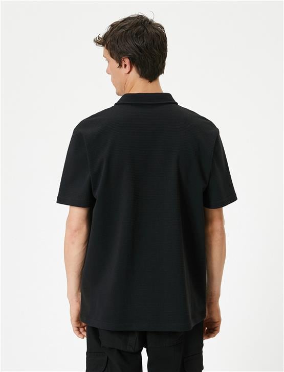 Koton 4Sam10003Mk 999 Siyah Erkek Pamuk Jersey Kısa Kollu Polo Yaka Basic T-Shirt