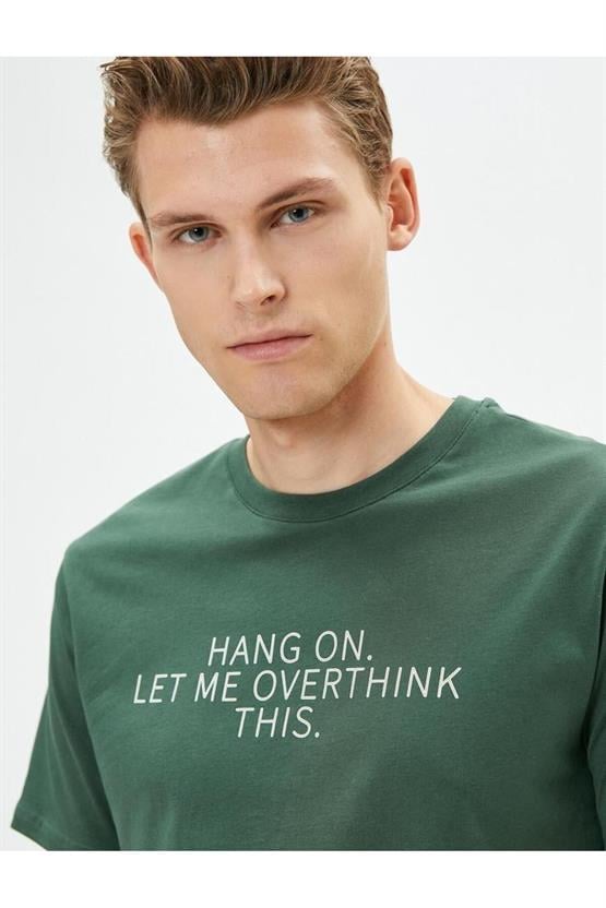 Koton 4Sam10016Hk 824 Yeşil Erkek Jersey Pamuk Kısa Kollu T-shirt