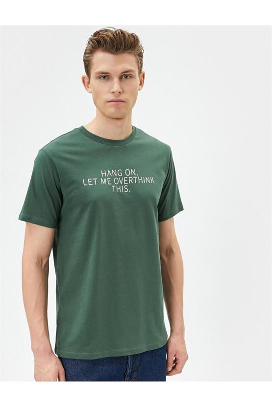 Koton 4Sam10016Hk 824 Yeşil Erkek Jersey Pamuk Kısa Kollu T-shirt