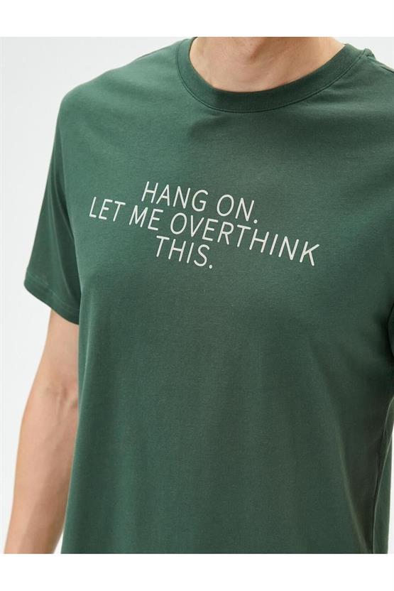 Koton 4Sam10016Hk 824 Yeşil Erkek Jersey Pamuk Kısa Kollu T-shirt