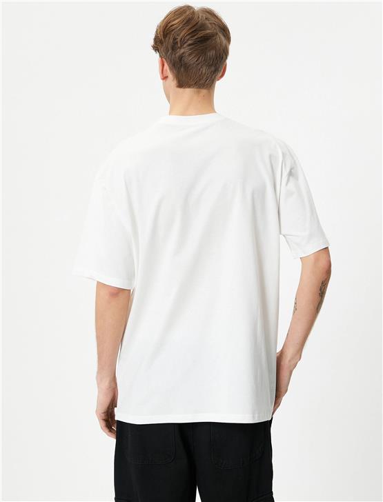 Koton 4Sam10019Hk 000 Beyaz Erkek Pamuk Jersey Kısa Kollu T-Shirt