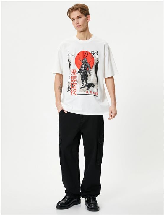 Koton 4Sam10019Hk 000 Beyaz Erkek Pamuk Jersey Kısa Kollu T-Shirt