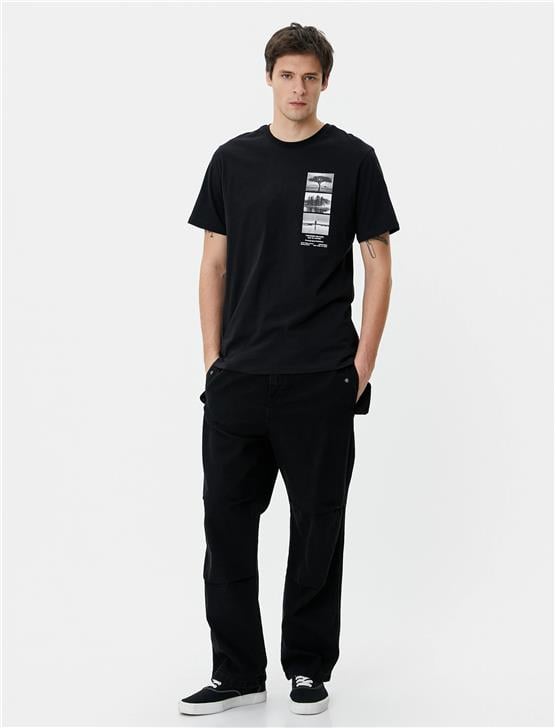 Koton 4Sam10020Hk 999 Siyah Erkek Pamuk Jersey Kısa Kollu T-Shirt