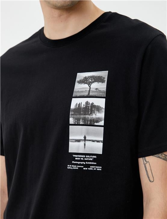 Koton 4Sam10020Hk 999 Siyah Erkek Pamuk Jersey Kısa Kollu T-Shirt
