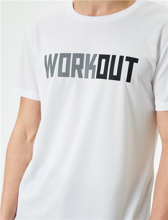 Koton 4Sam10020Nk 000 Beyaz Erkek Polyester Jersey Kısa Kollu T-Shirt