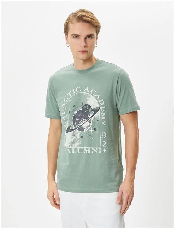 Koton 4Sam10024Hk 786 Yeşil Erkek Pamuk Jersey Kısa Kollu T-Shirt