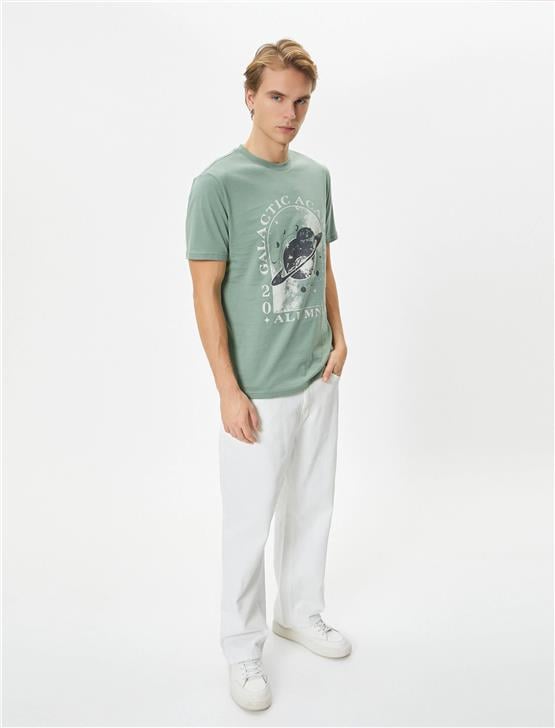 Koton 4Sam10024Hk 786 Yeşil Erkek Pamuk Jersey Kısa Kollu T-Shirt