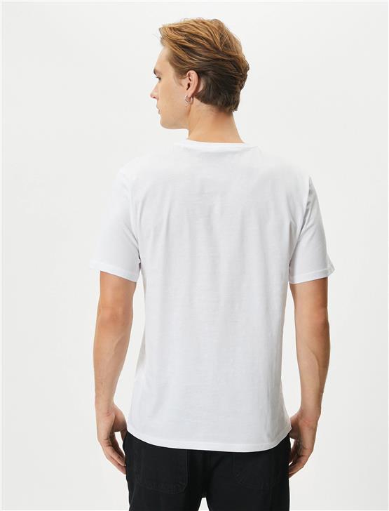 Koton 4Sam10025Hk 000 Beyaz Erkek Jersey Pamuk Kısa Kollu T-shirt