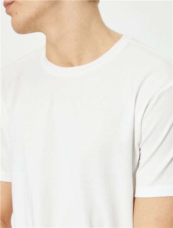 Koton 4Sam10035Hk 000 Beyaz Erkek Pamuk Jersey Kısa Kollu Basic T-Shirt