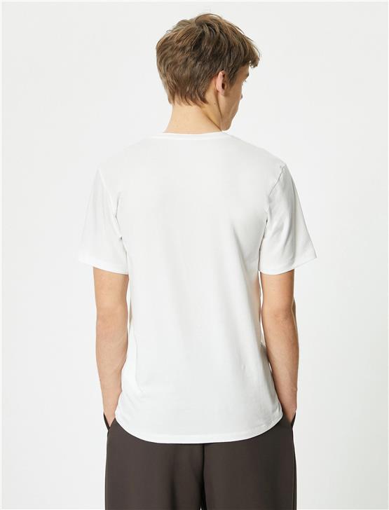 Koton 4Sam10035Hk 000 Beyaz Erkek Pamuk Jersey Kısa Kollu Basic T-Shirt