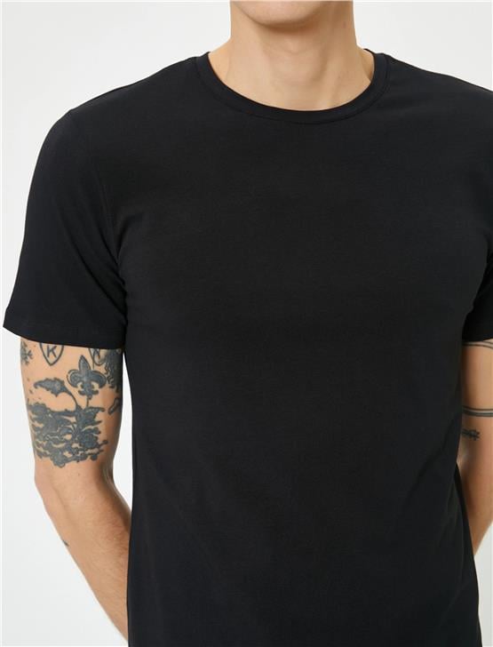 Koton 4Sam10035Hk 999 Siyah Erkek Pamuk Jersey Kısa Kollu Basic T-Shirt
