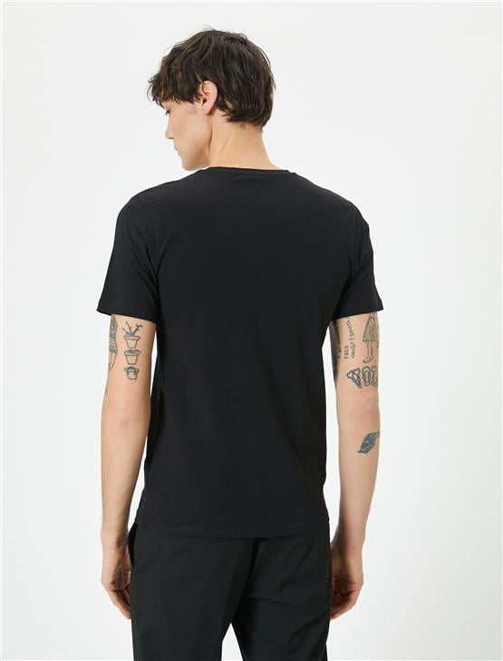 Koton 4Sam10035Hk 999 Siyah Erkek Pamuk Jersey Kısa Kollu Basic T-Shirt