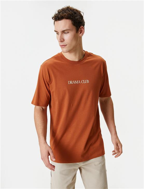 Koton 4Sam10038Hk Km1 Kiremit Erkek Jersey Pamuk Kısa Kollu T-shirt
