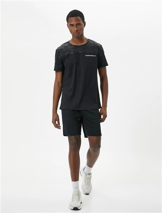 Koton 4Sam10040Nk 999 Siyah Erkek Elastan Jersey Kısa Kollu T-Shirt