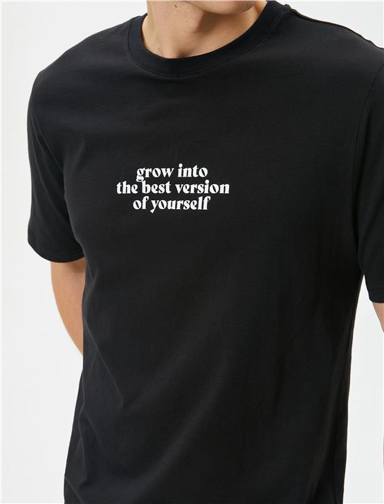 Koton 4Sam10041Hk 999 Siyah Erkek Pamuk Jersey Kısa Kollu T-Shirt