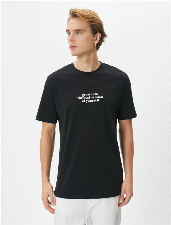 Koton 4Sam10041Hk 999 Siyah Erkek Pamuk Jersey Kısa Kollu T-Shirt