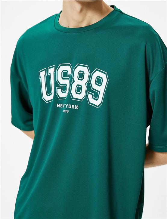 Koton 4Sam10043Nk 814 Yeşil Erkek Polyester Jersey Kısa Kollu T-Shirt