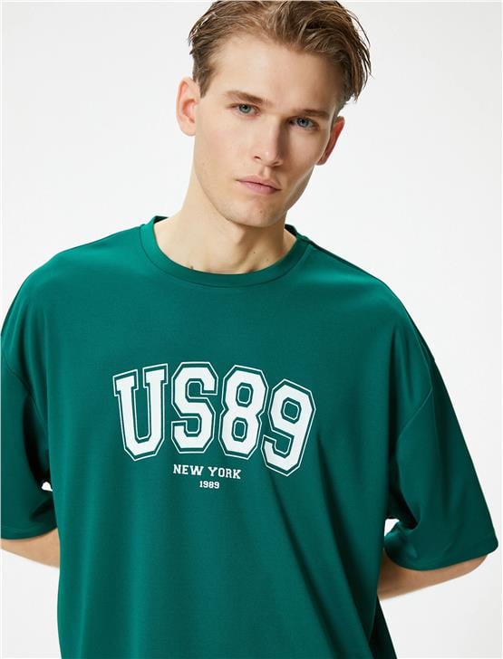 Koton 4Sam10043Nk 814 Yeşil Erkek Polyester Jersey Kısa Kollu T-Shirt