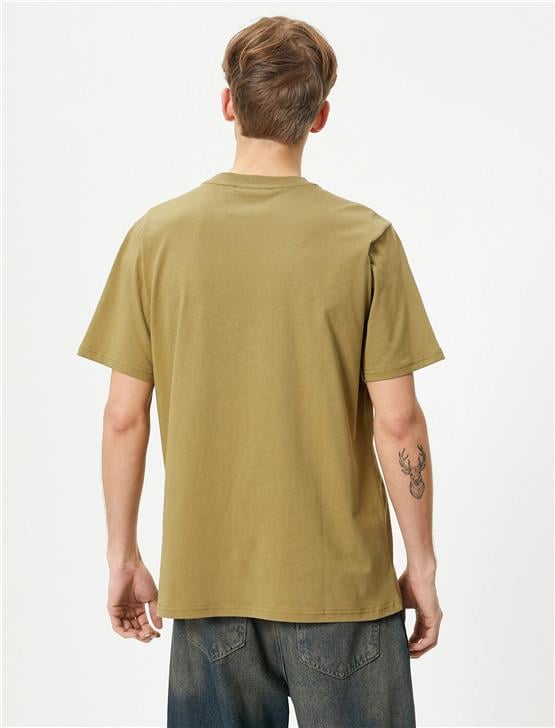 Koton 4Sam10044Hk 871 Haki Erkek Jersey Kısa Kollu T-Shirt