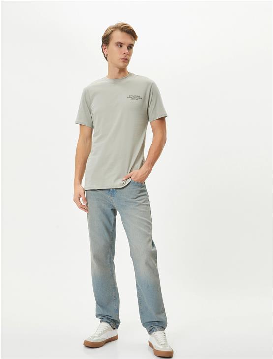 Koton 4Sam10056Hk 031 Gri Erkek Jersey Pamuk Kısa Kollu T-shirt