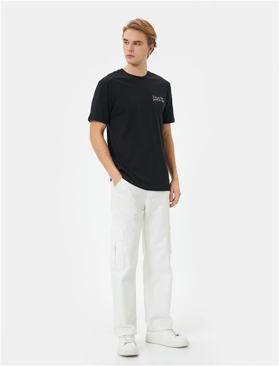 Koton 4Sam10058Hk 999 Siyah Erkek Pamuk Jersey Kısa Kollu T-Shirt