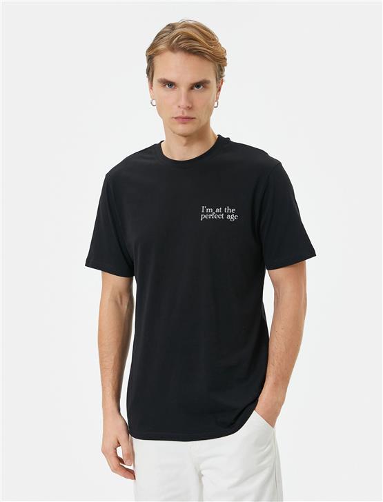 Koton 4Sam10058Hk 999 Siyah Erkek Pamuk Jersey Kısa Kollu T-Shirt