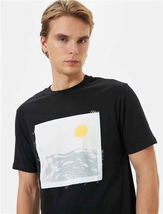 Koton 4Sam10059Hk 999 Siyah Erkek Jersey Kısa Kollu T-Shirt