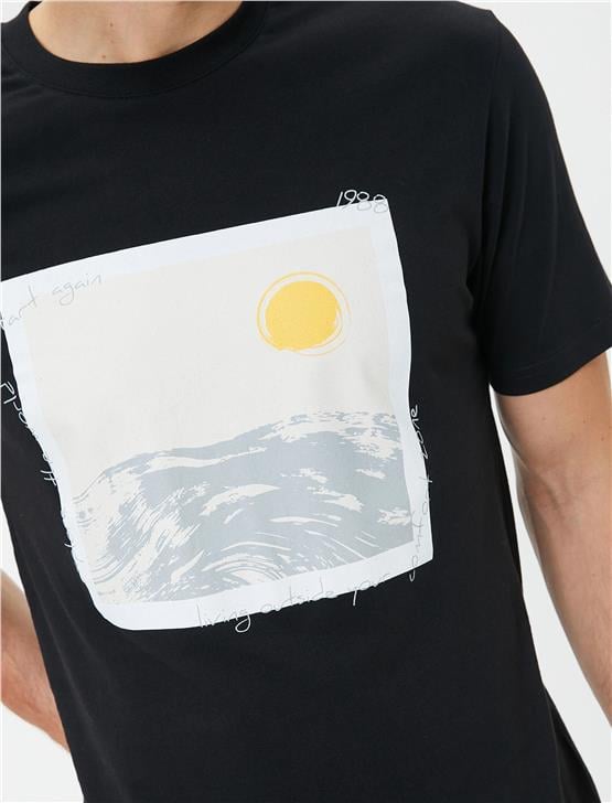 Koton 4Sam10059Hk 999 Siyah Erkek Jersey Kısa Kollu T-Shirt