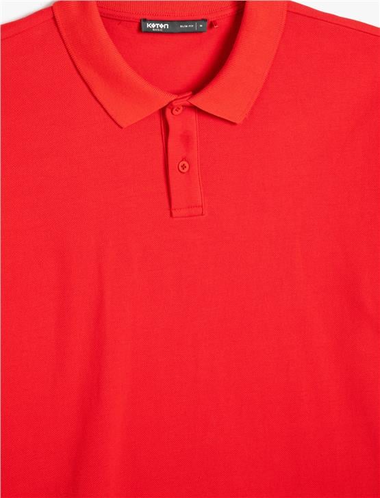 Koton 4Sam10113Mk 401 Kırmızı Erkek Pamuk Jersey Kısa Kollu Polo Yaka Basic T-Shirt