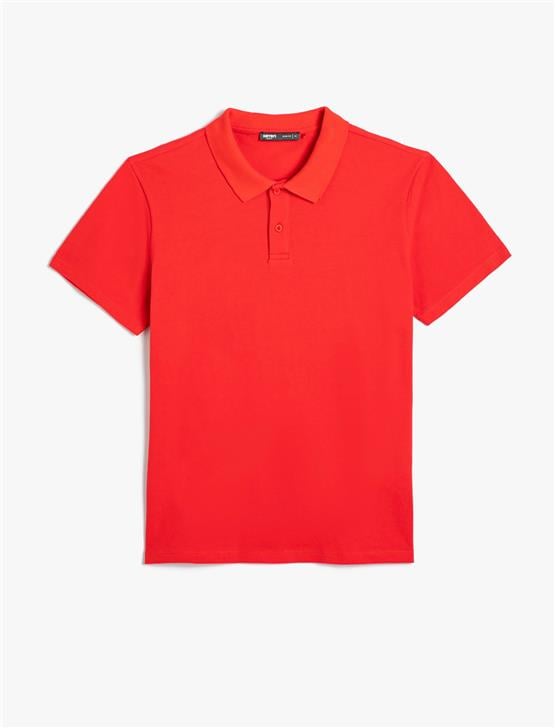 Koton 4Sam10113Mk 401 Kırmızı Erkek Pamuk Jersey Kısa Kollu Polo Yaka Basic T-Shirt
