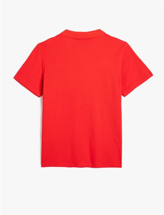 Koton 4Sam10113Mk 401 Kırmızı Erkek Pamuk Jersey Kısa Kollu Polo Yaka Basic T-Shirt