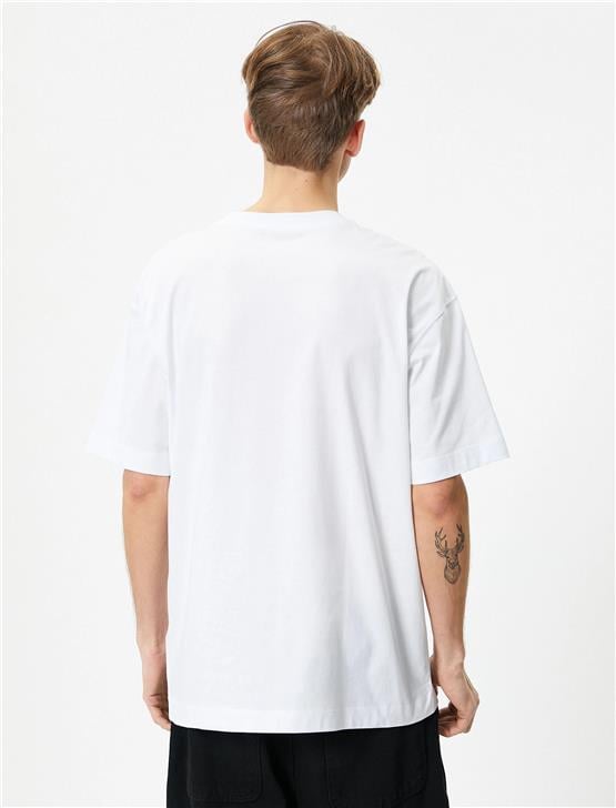 Koton 4Sam10250Hk 000 Beyaz Erkek Jersey Kısa Kollu T-Shirt