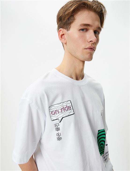 Koton 4Sam10250Hk 000 Beyaz Erkek Jersey Kısa Kollu T-Shirt