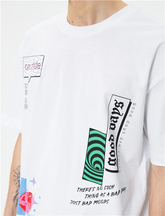 Koton 4Sam10250Hk 000 Beyaz Erkek Jersey Kısa Kollu T-Shirt