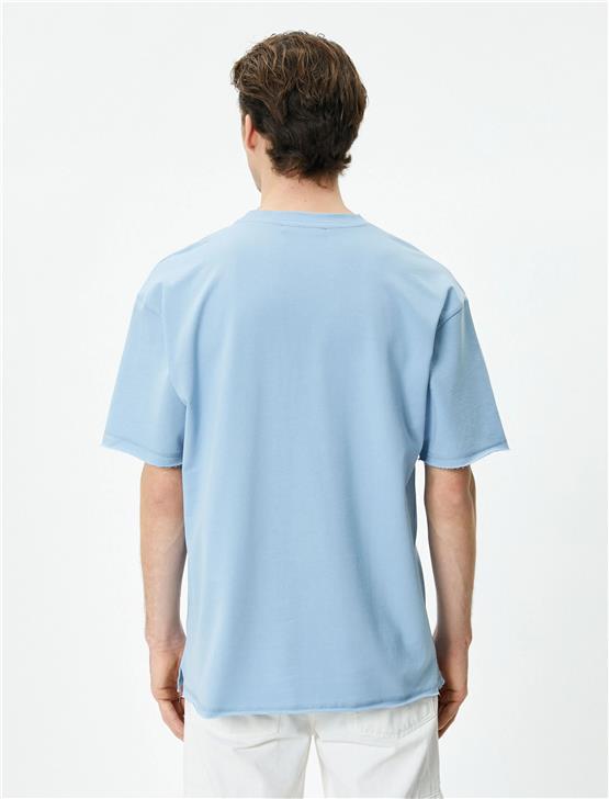 Koton 4Sam10270Hk 652 Mavi Erkek Pamuk Jersey Kısa Kollu Basic T-Shirt