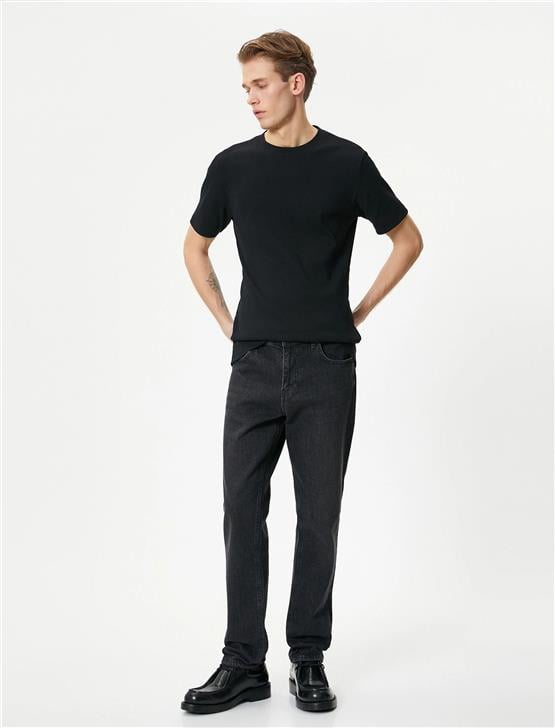 Koton 4Sam10272Hk 999 Siyah Erkek Jersey Kısa Kollu Basic T-Shirt