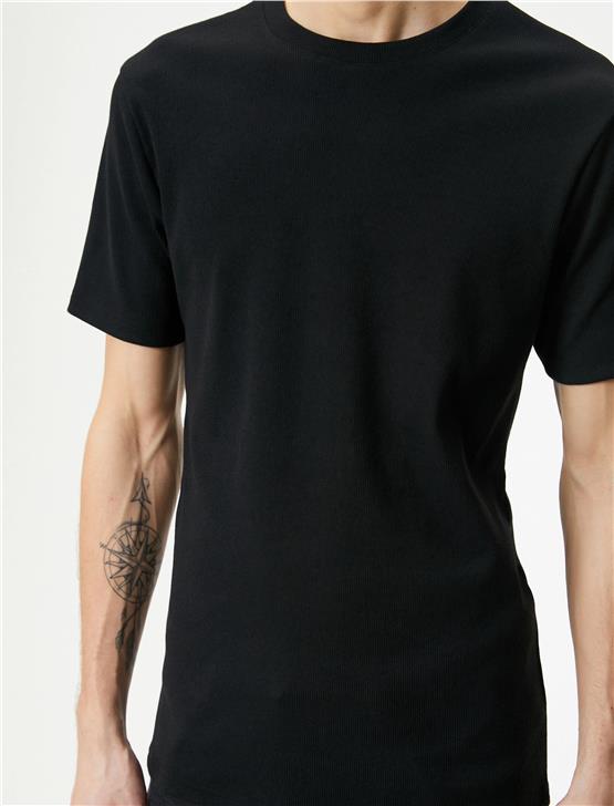 Koton 4Sam10272Hk 999 Siyah Erkek Jersey Kısa Kollu Basic T-Shirt