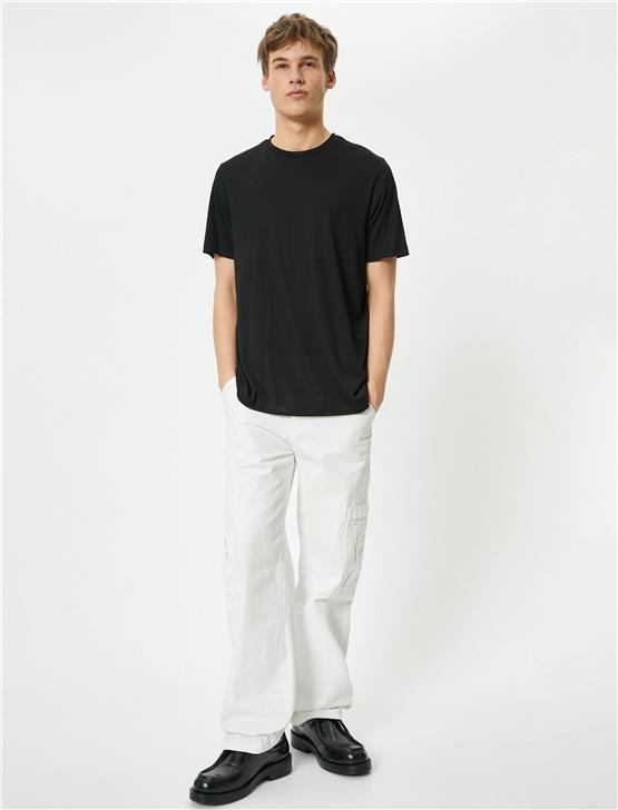 Koton 4Sam10274Hk 999 Siyah Erkek Jersey Kısa Kollu Basic T-Shirt