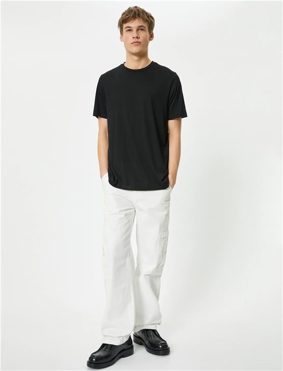 Koton 4Sam10274Hk 999 Siyah Erkek Jersey Kısa Kollu Basic T-Shirt