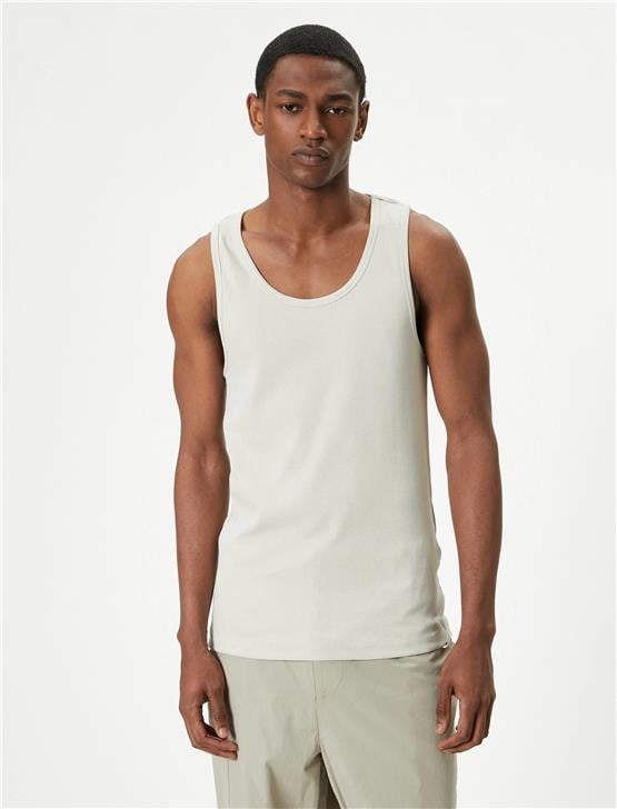 Koton 4Sam30018Mk 031 Grı Erkek Jersey Kolsuz T-Shırt