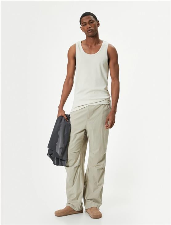 Koton 4Sam30018Mk 031 Grı Erkek Jersey Kolsuz T-Shırt