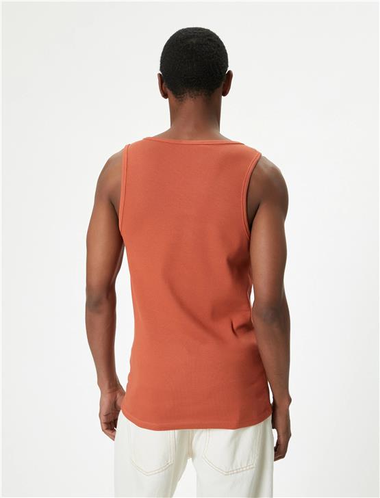 Koton 4Sam30018Mk 214 Turuncu Erkek Jersey Kolsuz T-Shırt