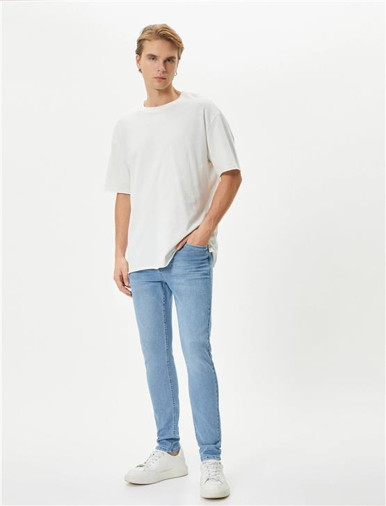 Koton 4Sam40014Nd 600 Açık indigo Erkek Pamuk Denim Pantolon