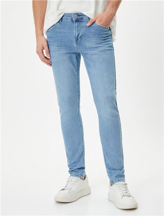 Koton 4Sam40014Nd 600 Açık indigo Erkek Pamuk Denim Pantolon