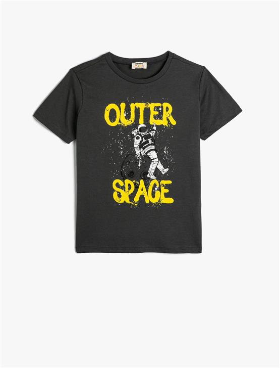 Koton 4Skb10177Tk 047 Antrasit Erkek Çocuk Jersey Kısa Kollu T-Shirt