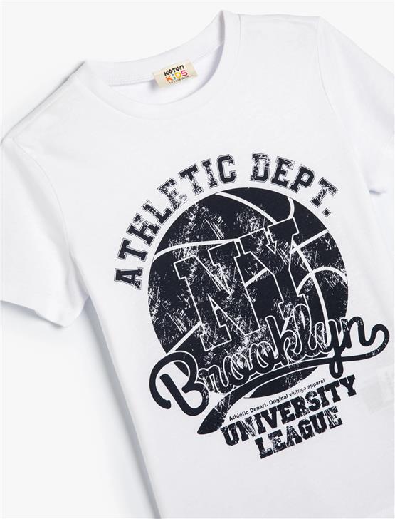 Koton 4Skb10494Tk 000 Beyaz Erkek Çocuk Pamuk Jersey Kısa Kollu T-Shirt