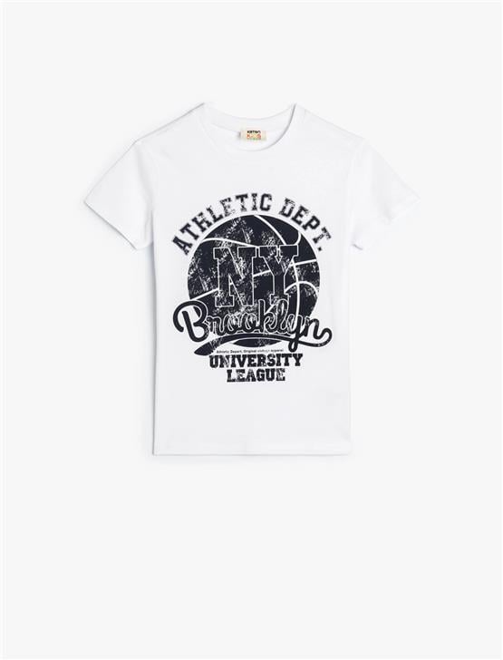 Koton 4Skb10494Tk 000 Beyaz Erkek Çocuk Pamuk Jersey Kısa Kollu T-Shirt