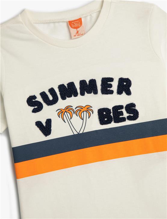 Koton 4Smb10155Tk 010 Ekru Erkek Bebek Jersey Kısa Kollu T-Shirt