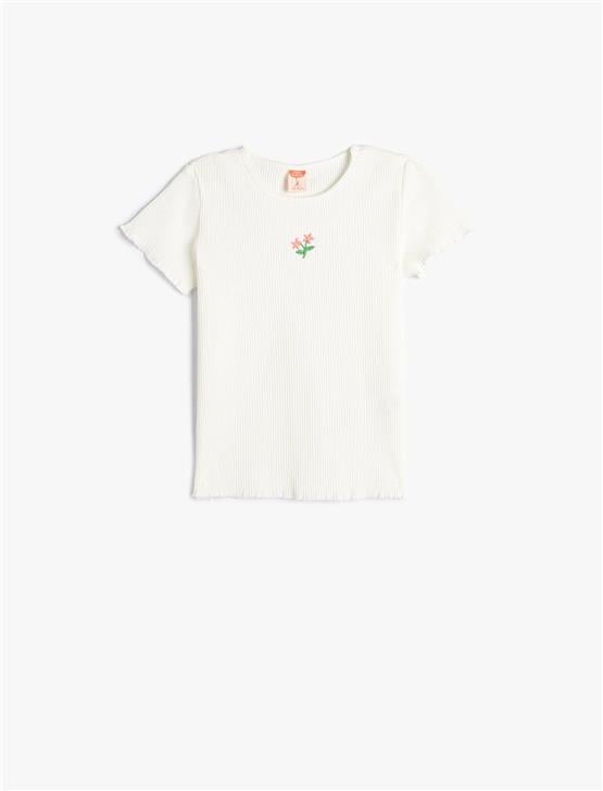 Koton 4Smg10086Ak 010 Ekru Kız Bebek Jersey Kısa Kollu T-Shirt